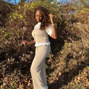 Stylish Tan Two-Piece Set